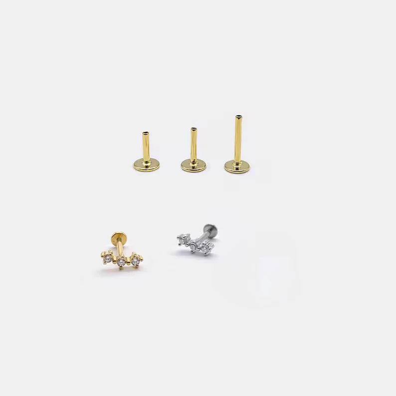 ROXI 1 Stück 925 Sterling Silber Mini Viereckiger Stern Zirkon Für Frau Flache Rückseite 18 Karat Gold Ins Piercing Ohrringe Edlen Schmuck – Detail 22