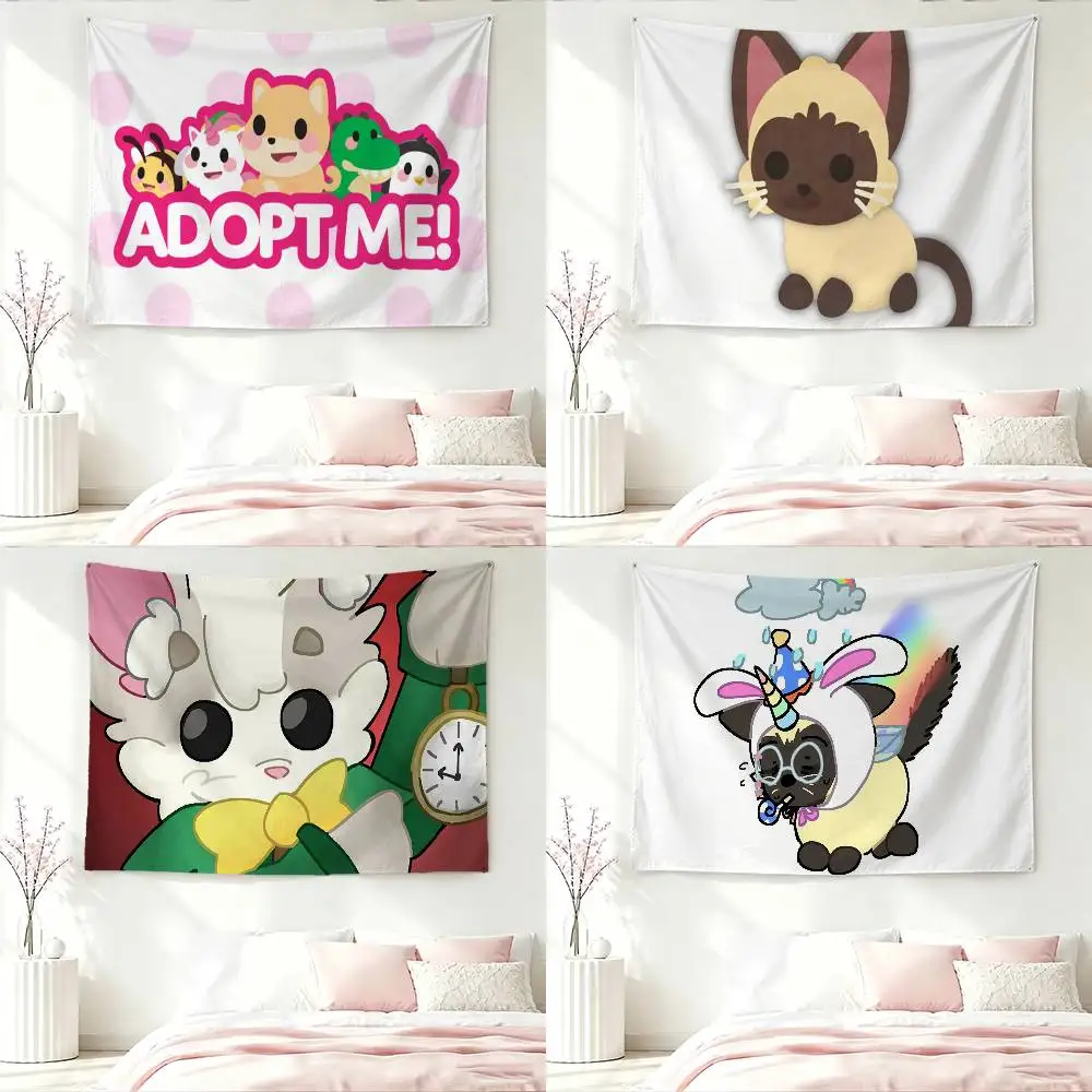 A-Adopts Me Game Flag Digital Printing Banner for Garage Wall Out Door Decoration Tapestry