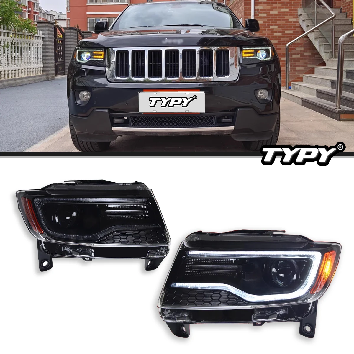 

TYPY Car Lights For Jeep Grand Cherokee Headlights 2011-2015 LED Projetor head Lamp Daytime Running Light Automotive Accessories