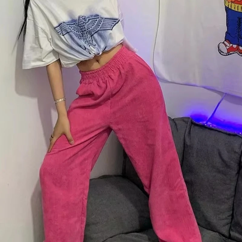 Moda Rosy Pantaloni Casual Donna Sottile Estate Lady All-match Vita Alta Streetwear Morbido Coreano Dritto Sportivo Minimalista Allentato