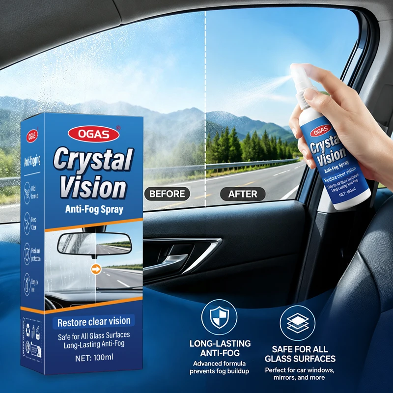 OGAS Anti-Fog Spray 100ml Car Windshield Glass Defogger Long-Lasting Protection for Rainy Foggy Days Safe for Car Glass Surfaces