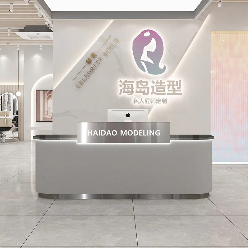 Checkout Front Desk Reception Counter Hotels Arched Classic Reception Desks Beauty Salon Modern Mostrador Recepcion Furniture