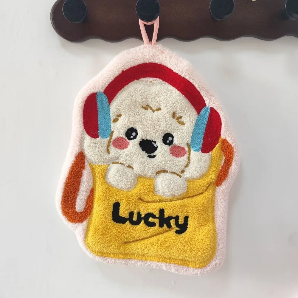 New Coral Fleece Puppy Hand Towel Absorbent Soft Touch Hanging Hand Towel Cartoon Hand Towel Kitchen Use