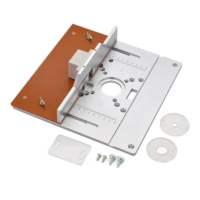 A74E-Aluminium Router Table Insert Plate Electric Wood Milling Flip Board With Miter Gauge Guide Set Table Saw Workbench-B Durab