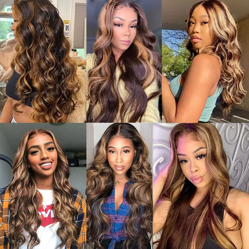 4/27 Highlight Body Wave Bundles Human Hair 30 32 Inch Unprocessed Brazilian Virgin Weave Blonde Human Hair Bundle Extensions