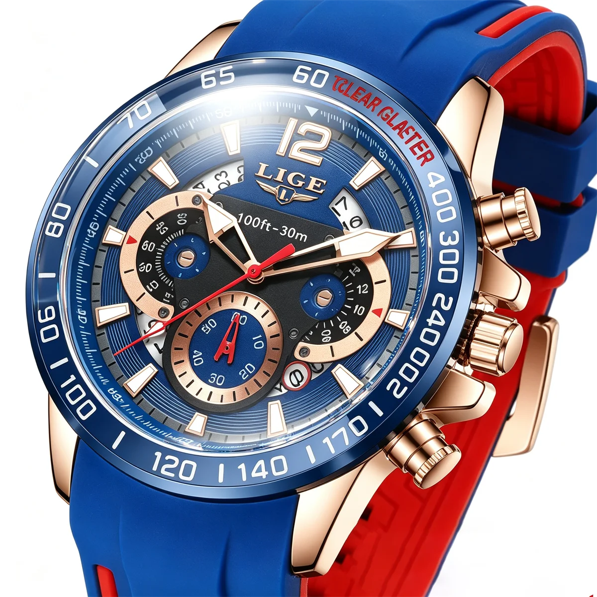 LIGE Men's Watch Original Brand Quartz Wristwatch Waterproof Luminous Watches For Men Stylish Design with Silicone Strap Box view 6