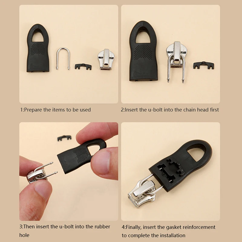 Universal Zipper Puller Replacement Zipper Slider Tag Fixer Repair Zipper for Sewing Clothes Travel Bag Clothes Tent Backpack