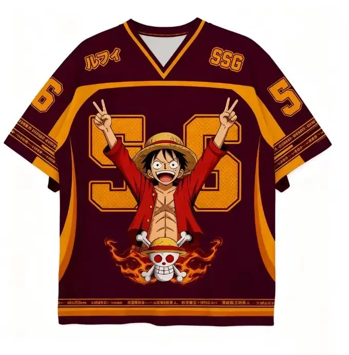 

Новая футболка-джерси Bandai Anime One Piece Luffy 2026 года, летняя, оверсайз, 3D, для взрослых и детей, многофункциональный топ, рождественская коллекция