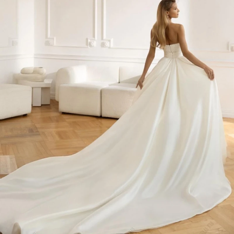 

Modern Satin Detachable Wedding Long Train Removable Bridal Overskirt Formal Party Cathedral Royal Train Customized