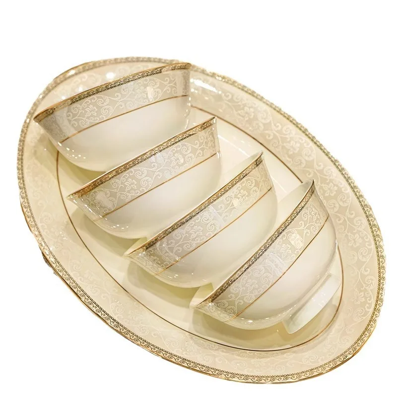 

Premium sense dishes set household light luxury high-end new bone china tableware housewarming ceramic dishes