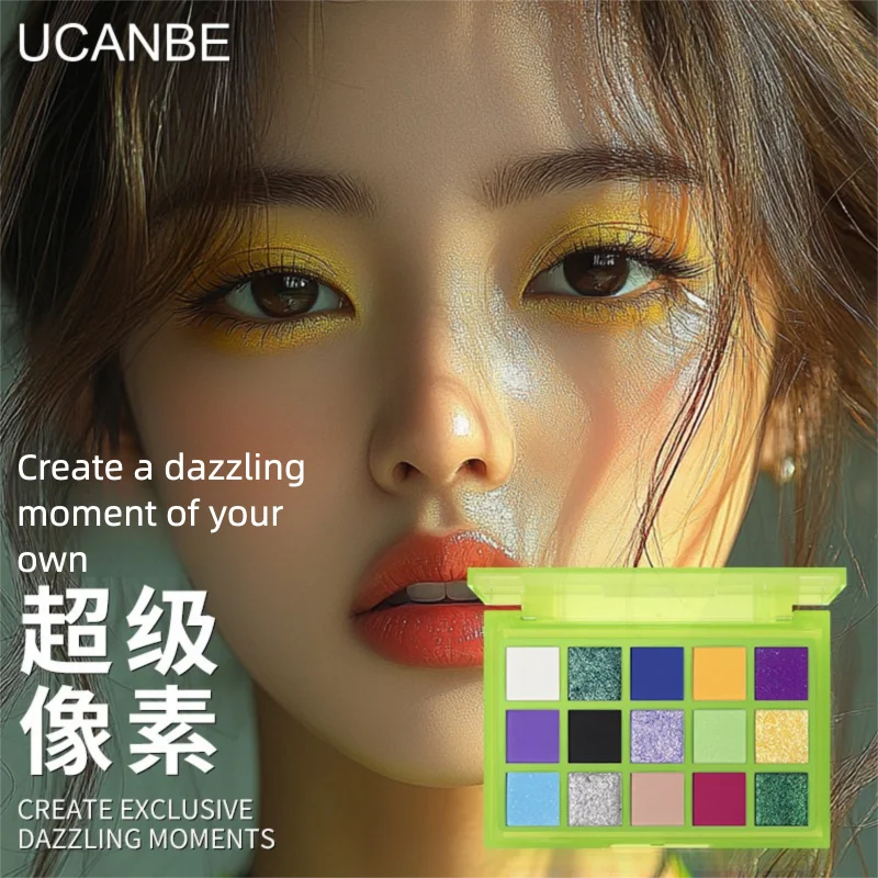 Ucanbe Colorful Eyeshadow Palette Super Pixel High Saturation Polarized Flash Lemon Dopamine Makeup for Stage Performance