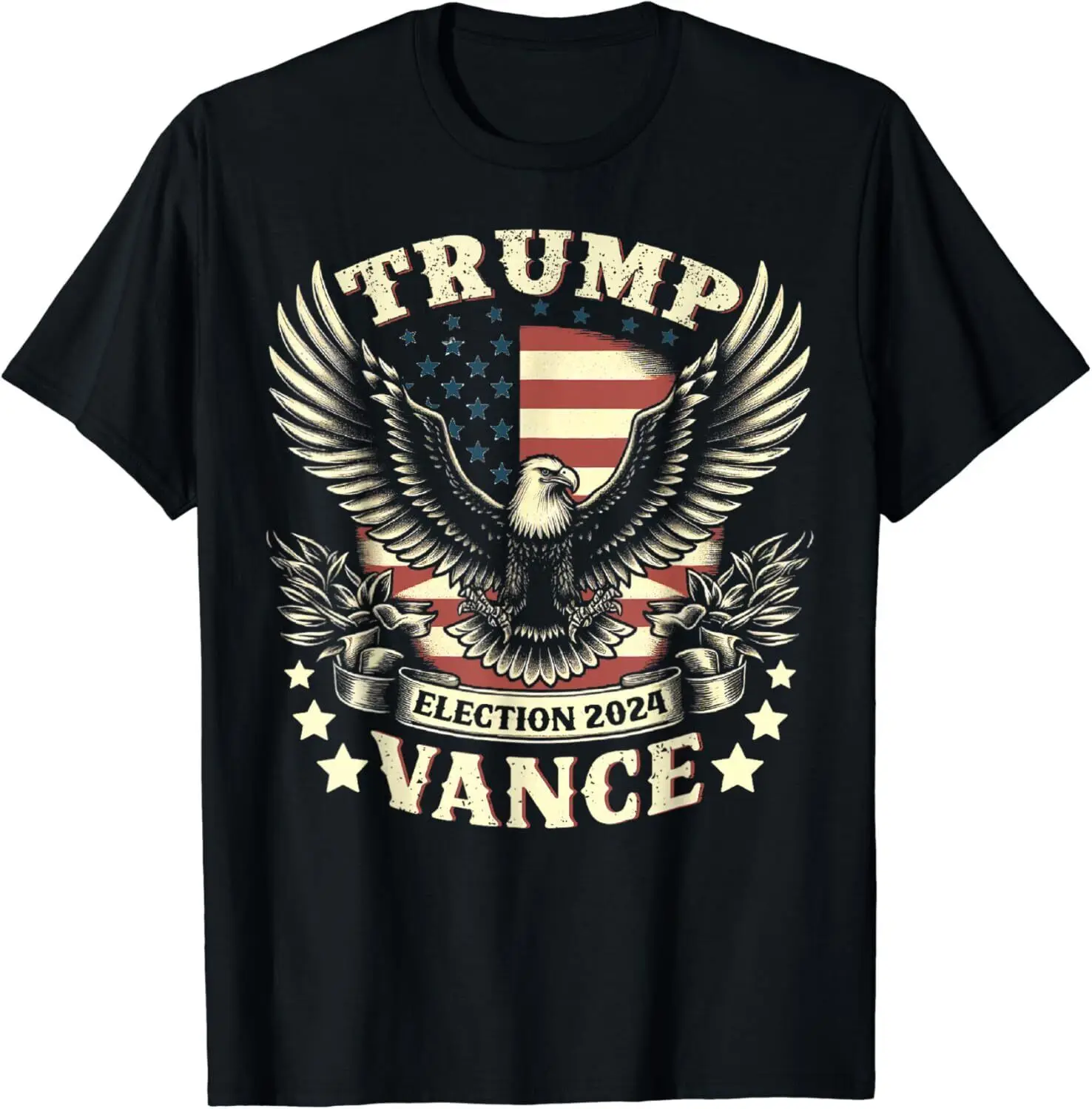 Trump Vance 2024 Vote Trump Retro Vintage USA Flag Patriotic T-Shirt