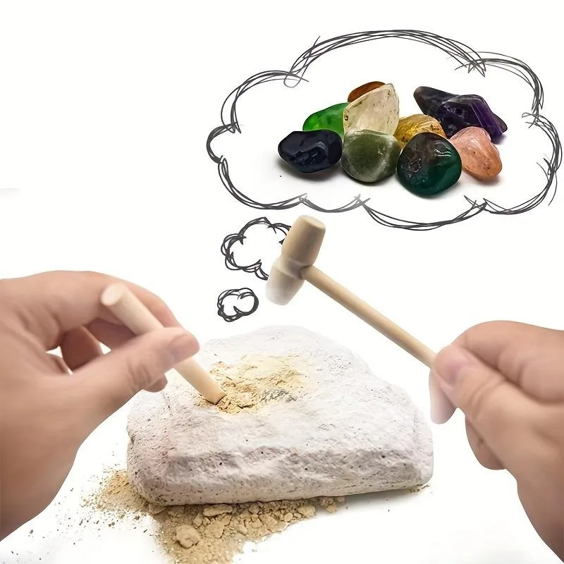 KIKOWHY DIY Rock & Mineral Excavation Kit, Educational Archaeology Dig Toy, Creative Jewelry Making & Beading Craft, Unique Gift for Archaeology Lovers, Great for Halloween, Christmas & Holiday Celebrations