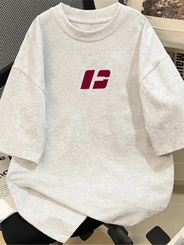 

Loose Fit Pure Cotton Short Sleeve T-Shirt Unisex Summer Trendy Brand round Neck Casual Top for Youth Big Size Men's Wear