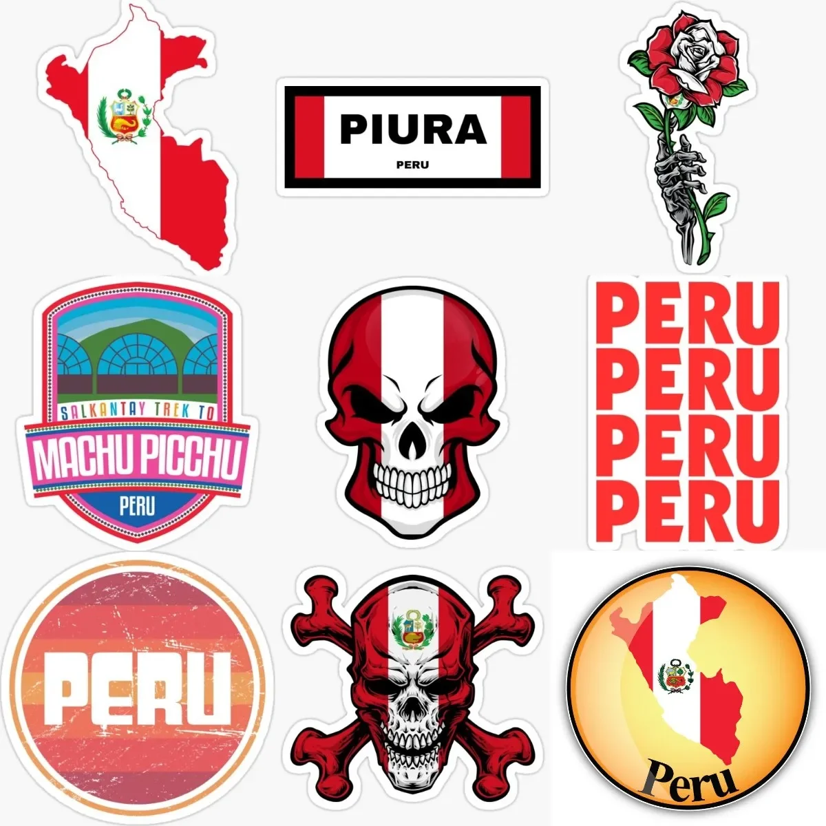 

Creative Peru Flag Map Skull PVC Sticker for Window Laptop Camper Van Bumper Bicycle Well Helmet Car Table Motorcycle Off-road