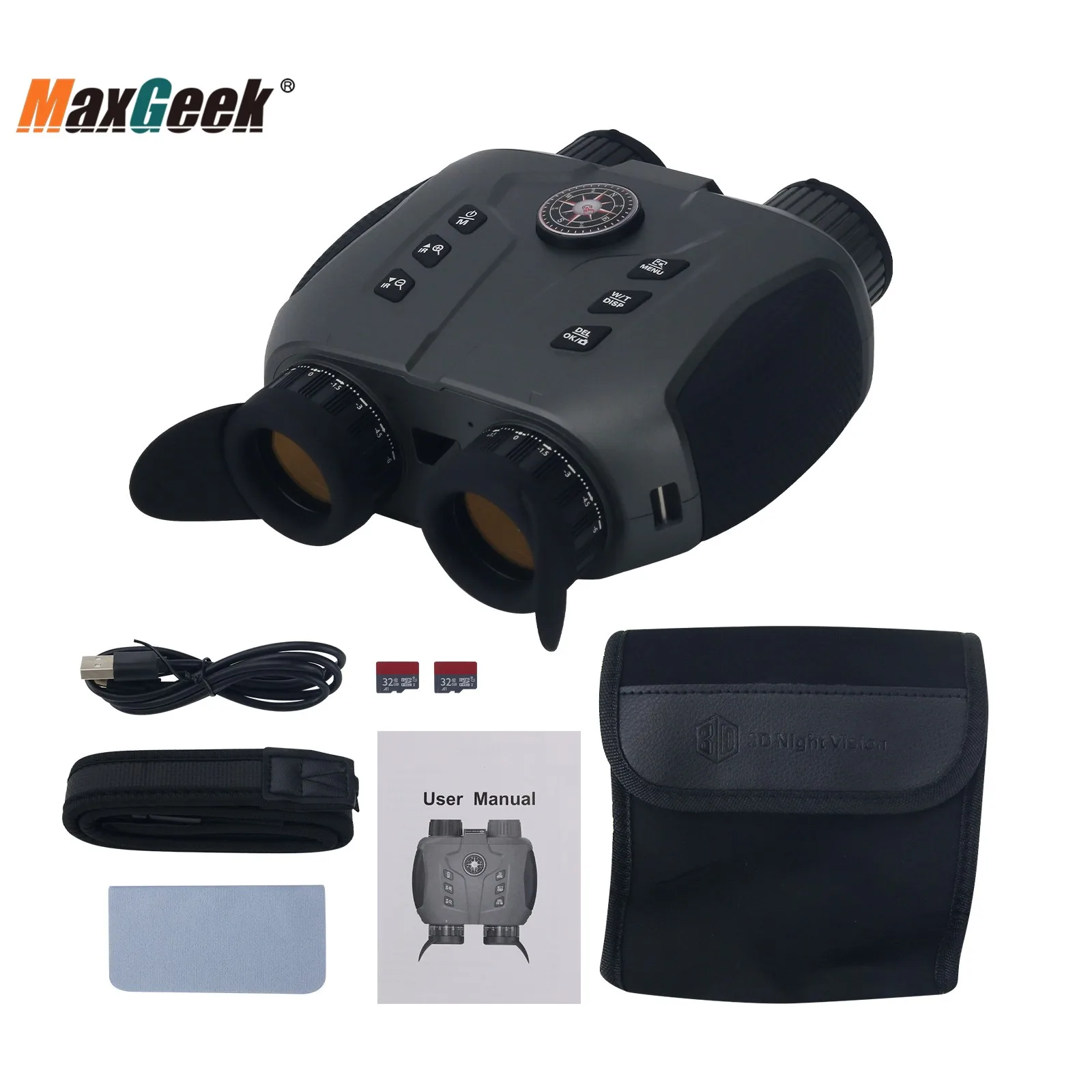 Maxgeek VRNV331 Naked Eye 3D VR Binocular Night Vision Device F1.2 FOV10 6X Digital Zoom Binocular Support Manual Focusing