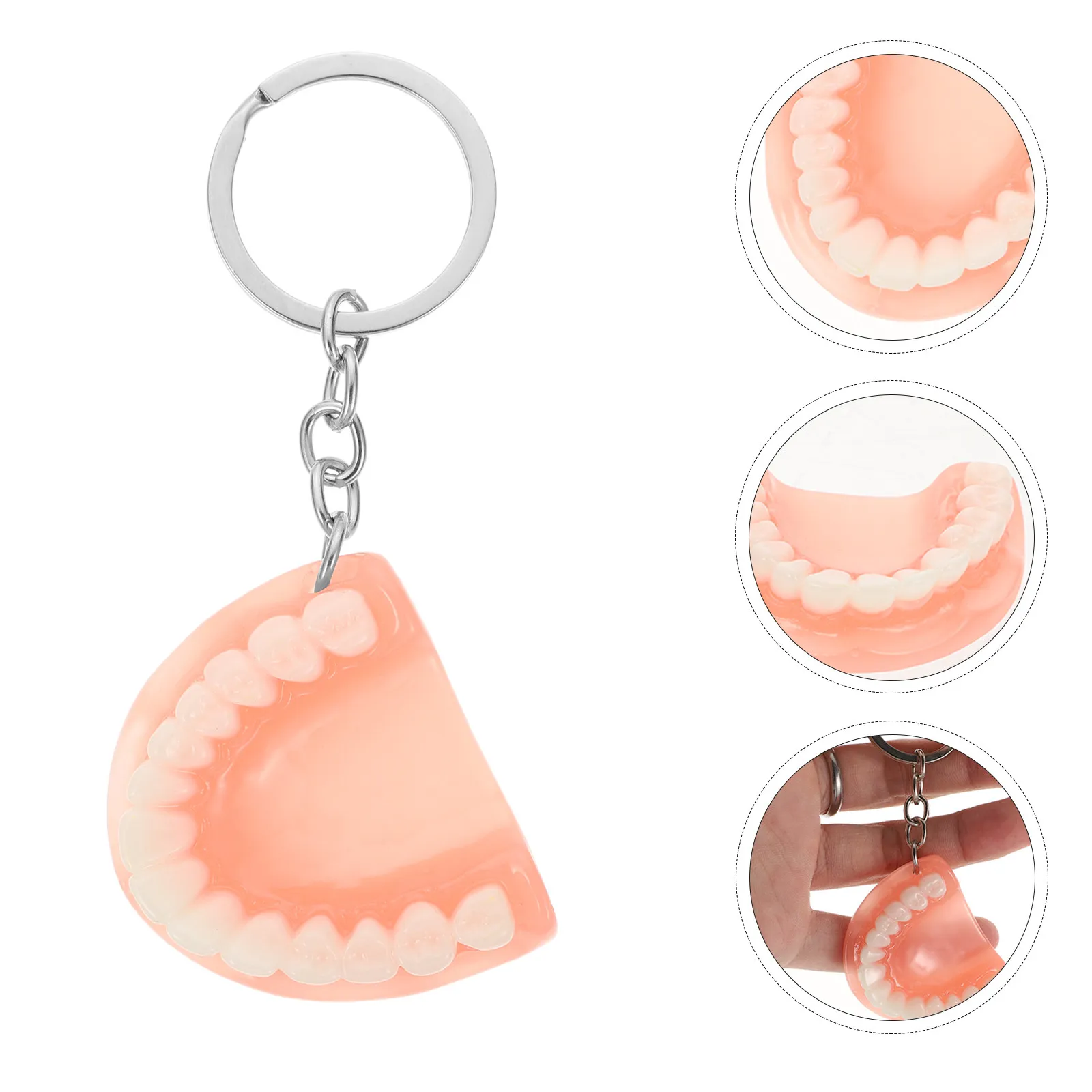1Pcs Denture Keychain Halloween Key Lanyard Resin Spoof Denture Key Ring Creative Funny Hanging Keychain Party Dance Decor