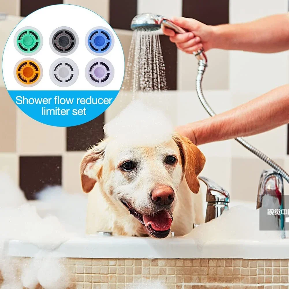 Shower Flow Reducer Limiter Set, 5 Limitador de Fluxos Diferentes, Mangueira Restritor para Adaptador, Acessórios do banheiro