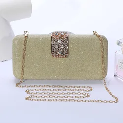 Eleganti borse da sera scintillanti da donna Diamanti di lusso Moda donna Pochette da sposa Borsa classica champagne quadrata Bolsos