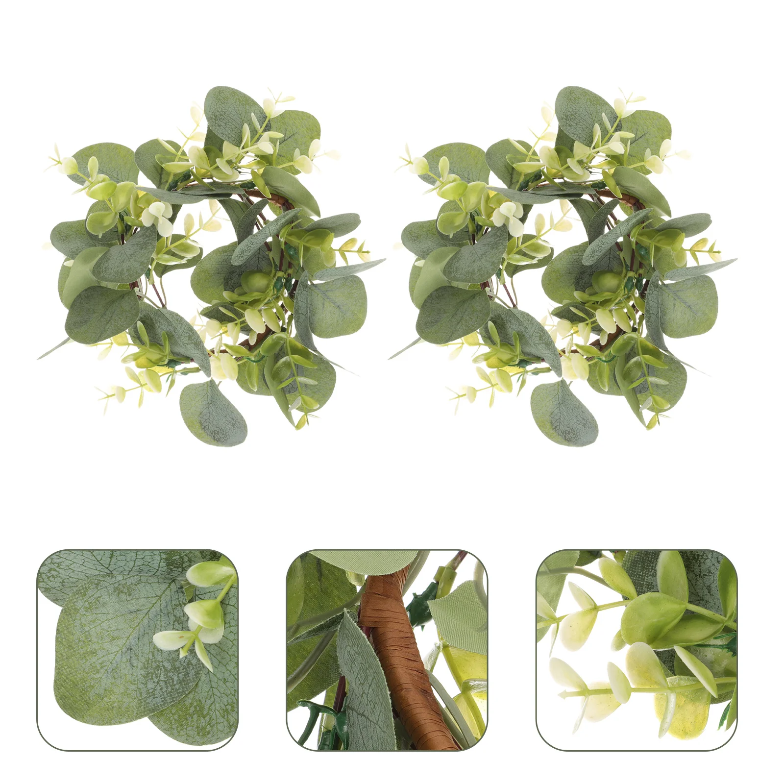 

2 Pcs Ring Simulation Leaf Wreath Napkin Holder Hanging Front Door Plastic Decor Adornment Tealight Candles