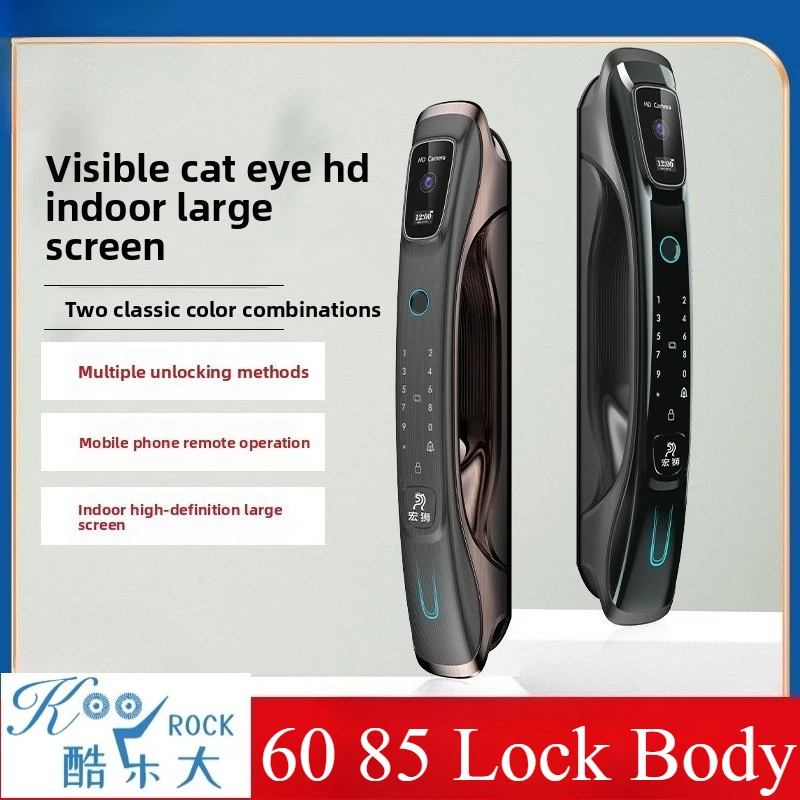 Full Auto Smart Lock 6085 with Peephole Camera: Keyless Fingerprint & Code Entry for Home/Office Security, EU Standard Door Lock