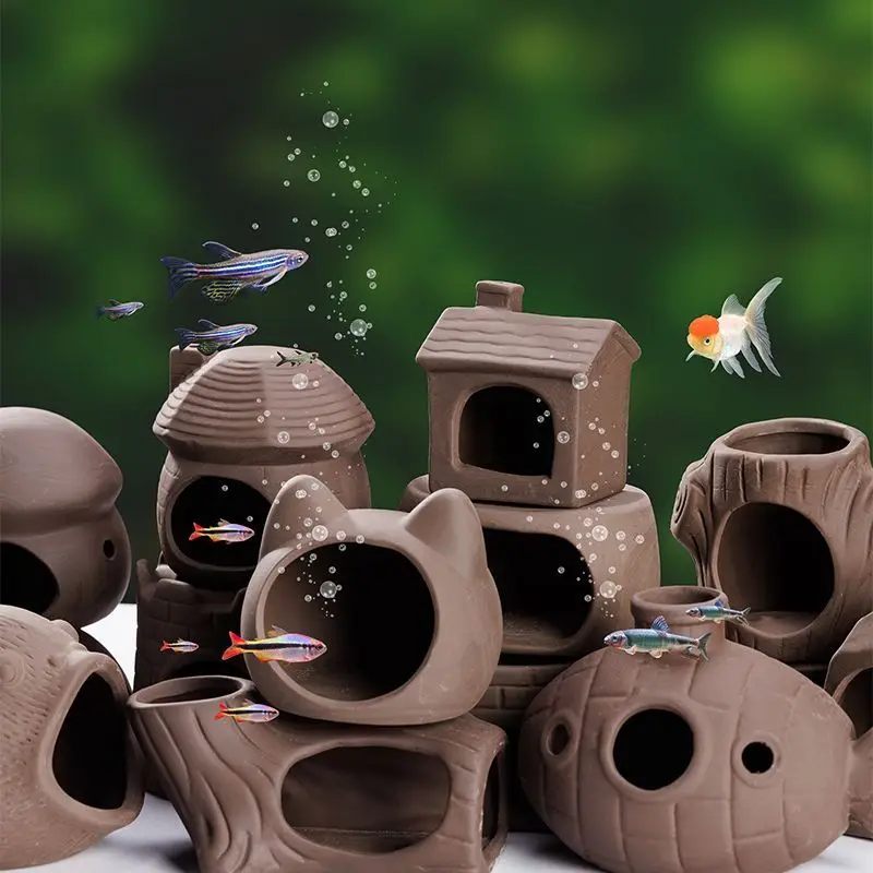 Casa de rocha de aquário esconderijos decoração de resina pedra caverna betta para acessórios de tanque para eremita camarão guppy peixe