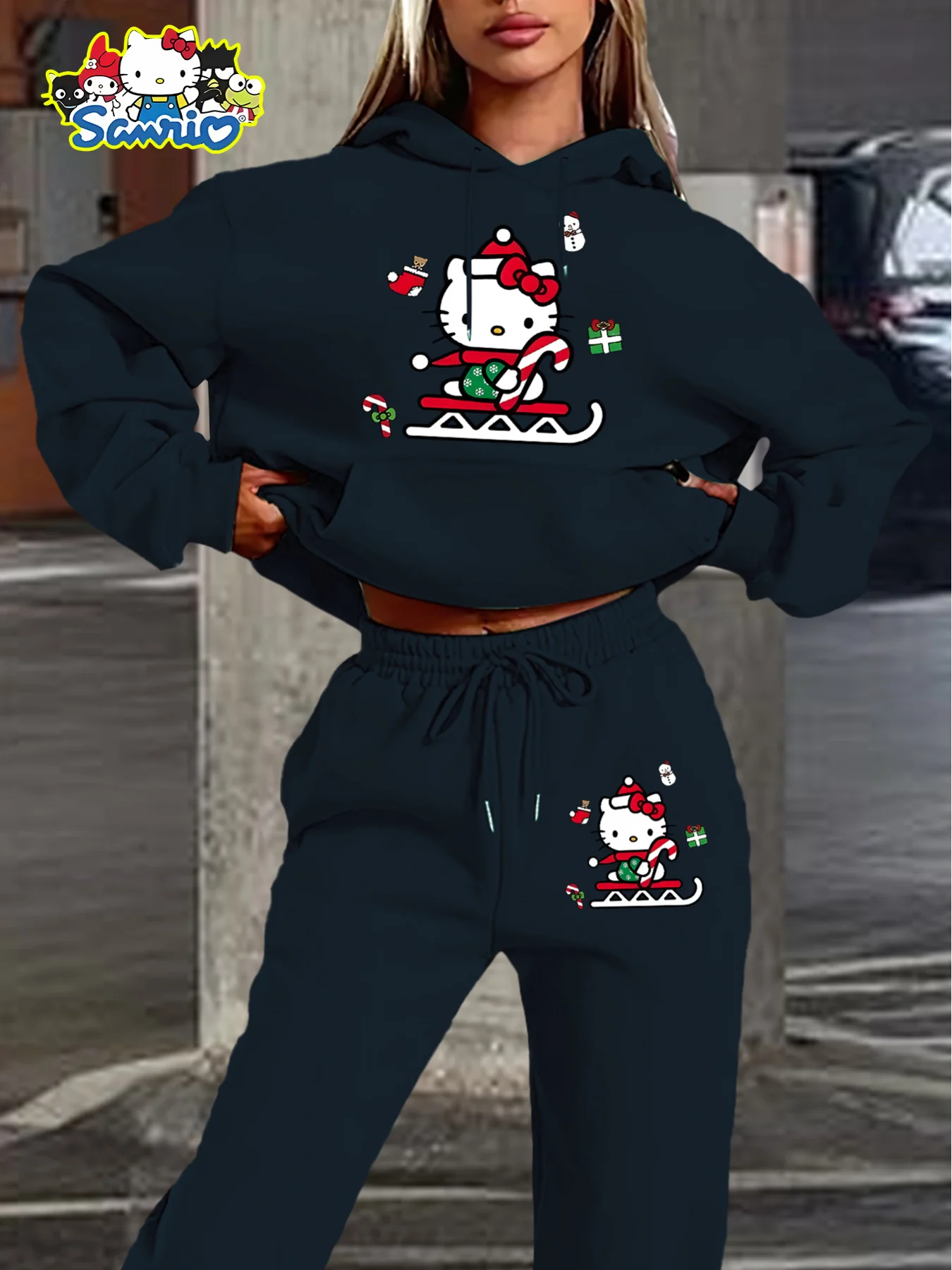 Nowa kolekcja Sanrio Family Hello Kitty, słodki i stylowy zestaw bluz z kapturem na jesień/zimę, rozmiary plus size dla dorosłych kobiet i mężczyzn, moda sportowa uliczna.