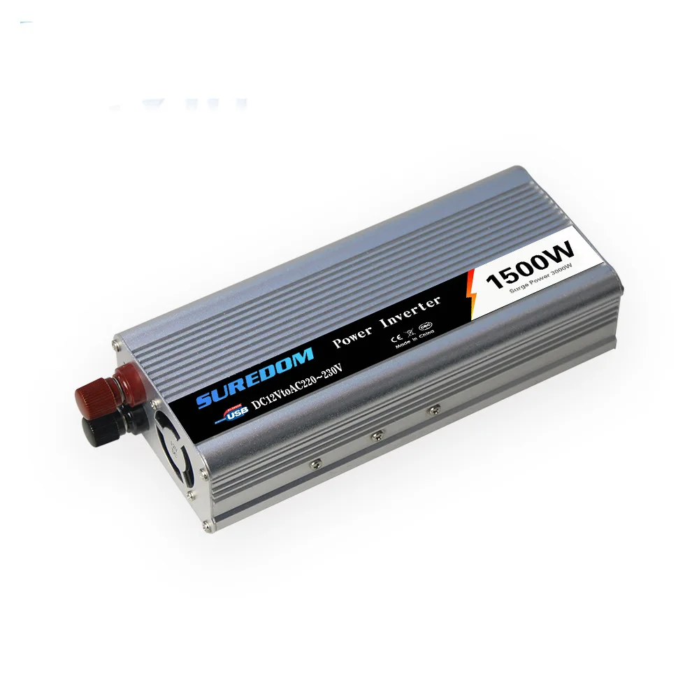 12V to 110/220V Converter with USB Fast Charging Port Dual AC Outlet for Laptop, Vehicles, Camping (LED Display)
