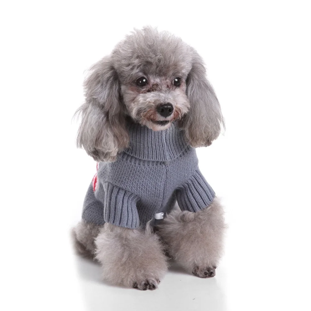 

Turtleneck Pet Sweater Christmas Puppy Clothes Adorable Dog Winter Outfit Warm Knitted L Grey Pet Sweater Dog Winter Clothes