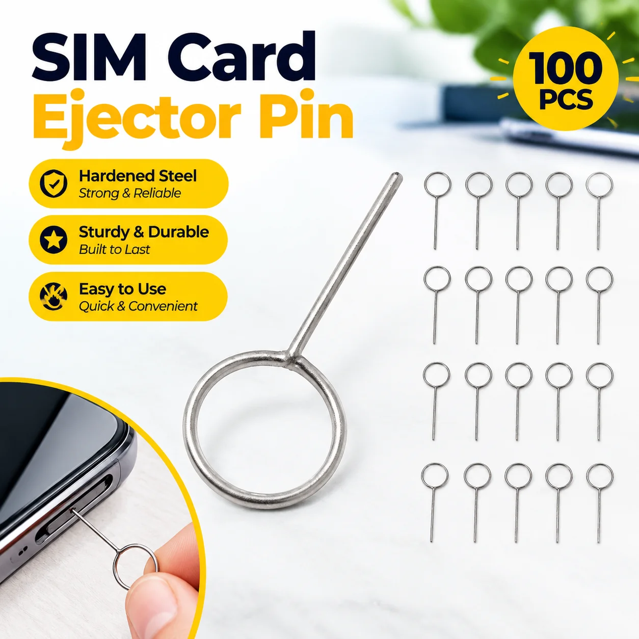 Hardened Steel SIM Card Ejector Pin Removal Tool Card Cutter Accessory for All Mobile Phone Models Sturdy Durable Easy to Use