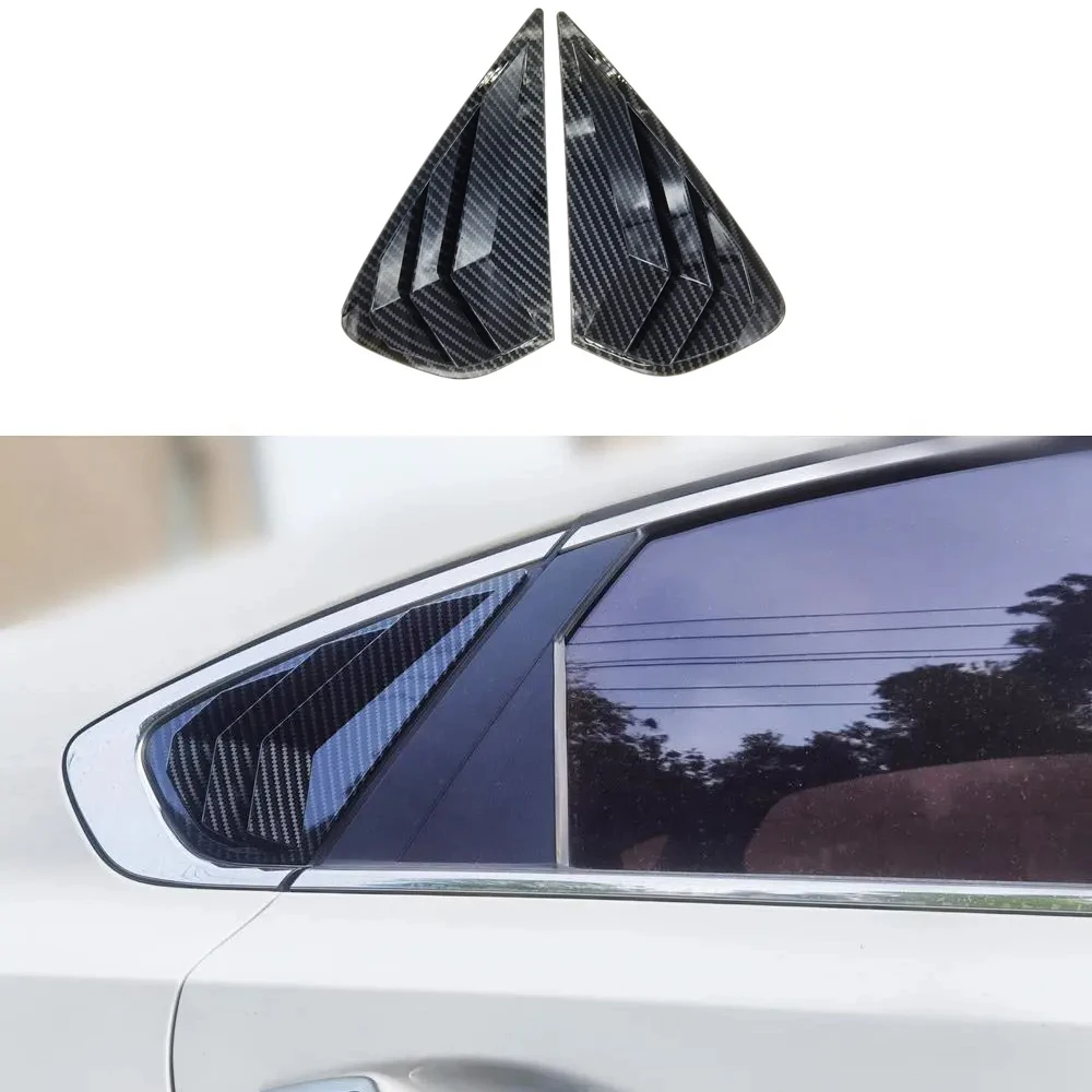 2pcs Car Shutter for Kia Forte K3 Cerato BD 2019~2025 Carbon Fiber Rear Side Window ABS Louvers Triangular Sticker Accessories