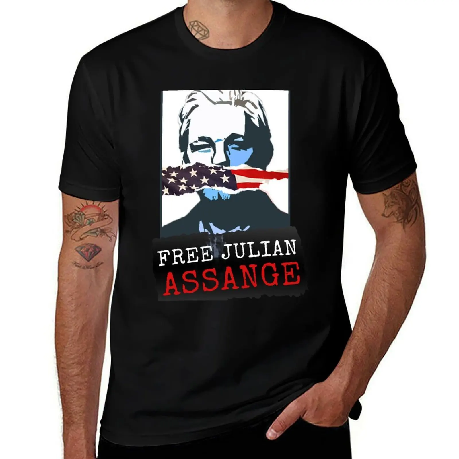 FREE JULIAN ASSANGE T-Shirt Casual Breathable Short Sleeve Top