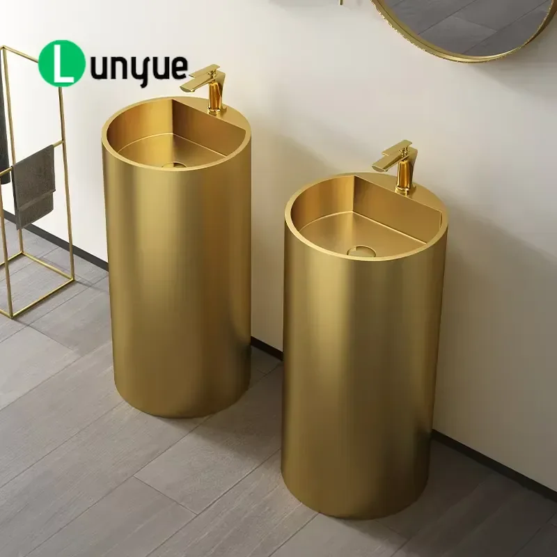 Custom Cylindrical Base Stainless Steel Basin Sink Modern Round Vessel Washbasin for Bathroom Vanity Countertop Durable
