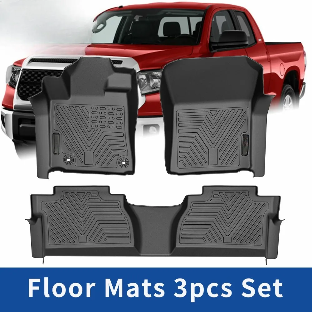 3D Molded Floor Mats TPE Liners for 2014-2021 Toyota Tundra CrewMax & Double Cab