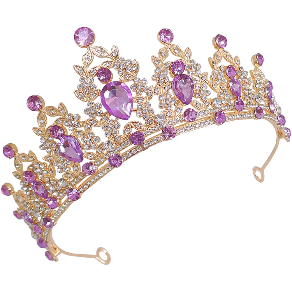 

Baroque Crown Tiara Bridal Wedding Headdress Crystal Hair Accessory Women Headwear Lightweight Comfortable Party Cosplay