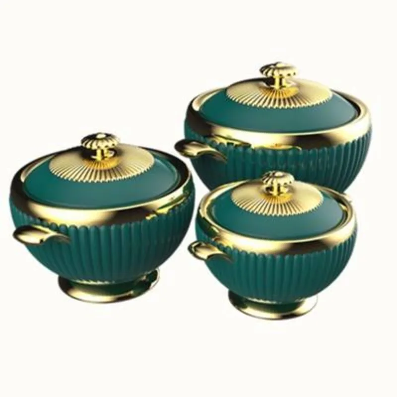 For Ramadan 3PCS African Middle East Home Use Insulated Stainless Steel Hot Pot Food Warmers Casserole Container