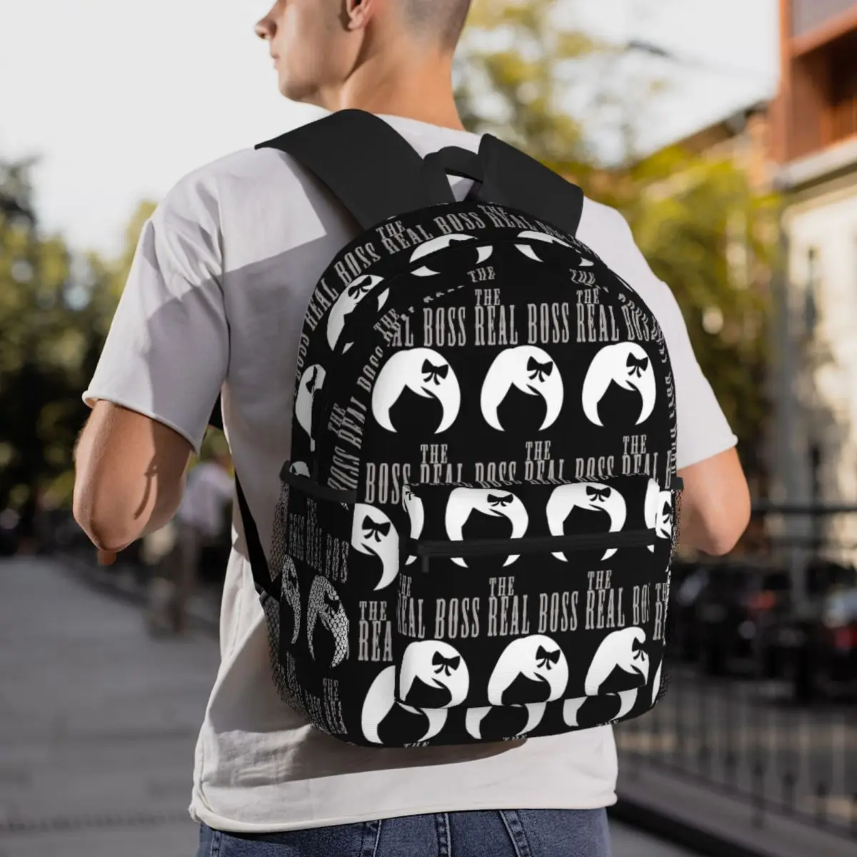 The Boss The Real Boss Rucksack, Tagesrucksack, großes Fassungsvermögen, für Jungen und Mädchen, Büchertasche, Schultasche, Umhängetaschen für Männer und Frauen