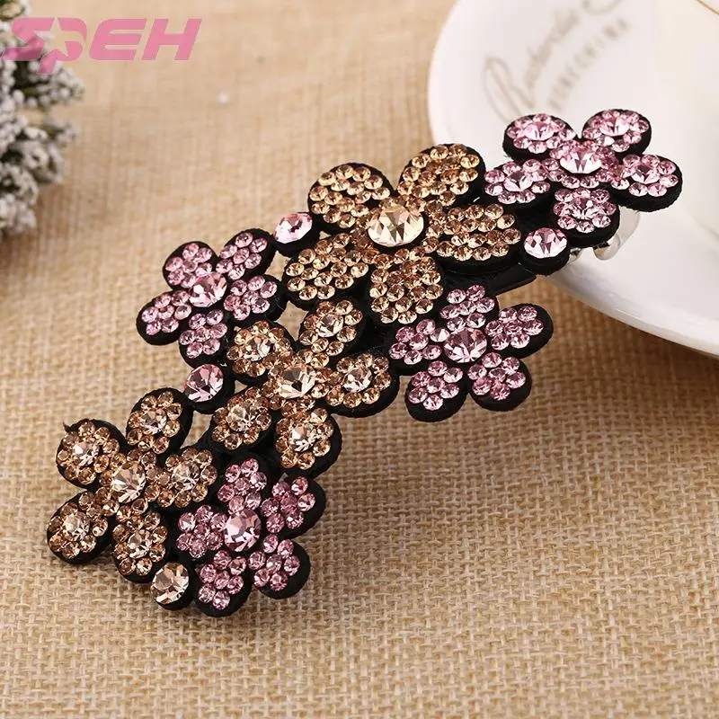 Fashion Women's hairpin large area diamond inlaid exquisite flower hair accessories diamond inlaid fine head clip wholesale