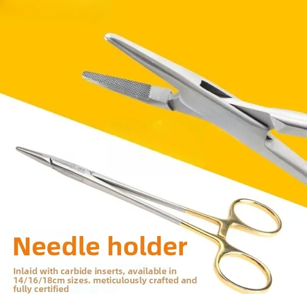 Surgical Needle Holder Pliers, Micro Suture Forceps for Dental Oral & Cosmetic Double Eyelid Thread Embedding, Stainless Steel