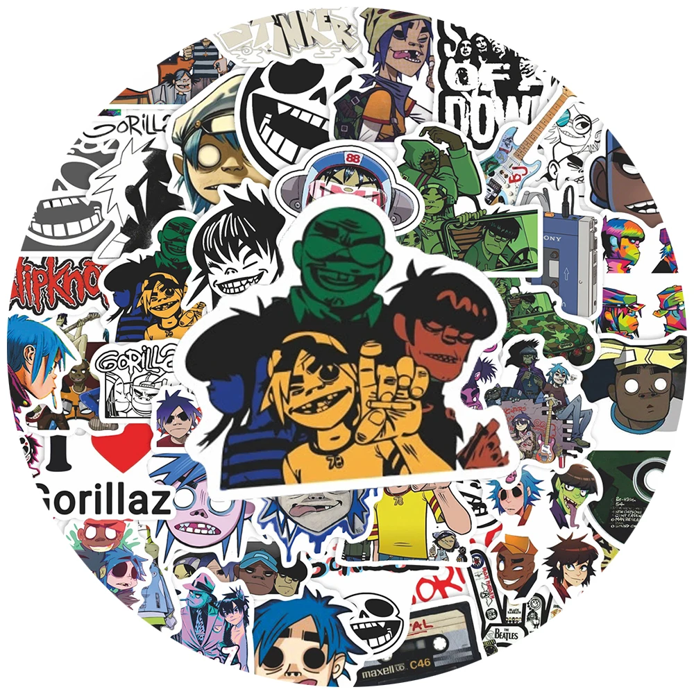 

10/30/55pcs Gorillaz Music Band Stickers Cool Graffiti Sticker DIY Skateboard Phone Notebook Waterproof Funny Decals Decoration
