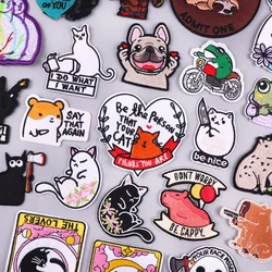 Cartoon/Tier gestickte Patches für Kleidung Thermo klebende Patches Katzen frosch Patch Eisen auf Patches DIY Jacken nähen Aufkleber