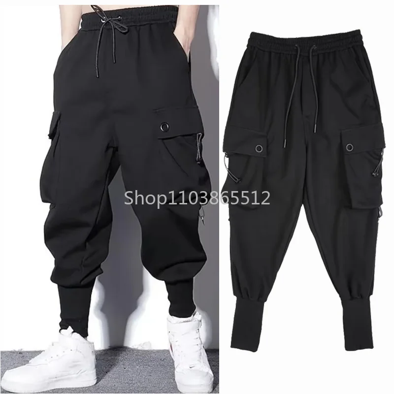 Loose Harem Pants Men Cargo Trousers Sweatpants Fitness Track Pants Multi-Pocket Cargo Hip Hop Streetwear Motorcycle Male Bottom