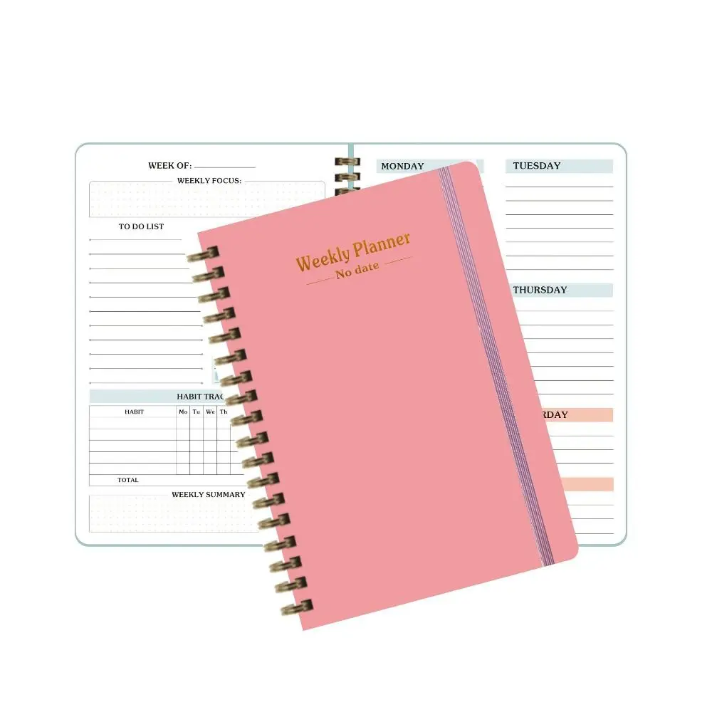 Stationery A5 Weekly Planner Planner Reminder Efficiency Weekly Schedule Book No Date with Straps Coil Notebook School