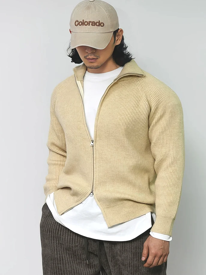 

Men's Knitted Cardigan Sweater Double Zipper Slim Fit Sweatirt Jaet Casual Workwear Woolen Outerwear Breathable Youthful