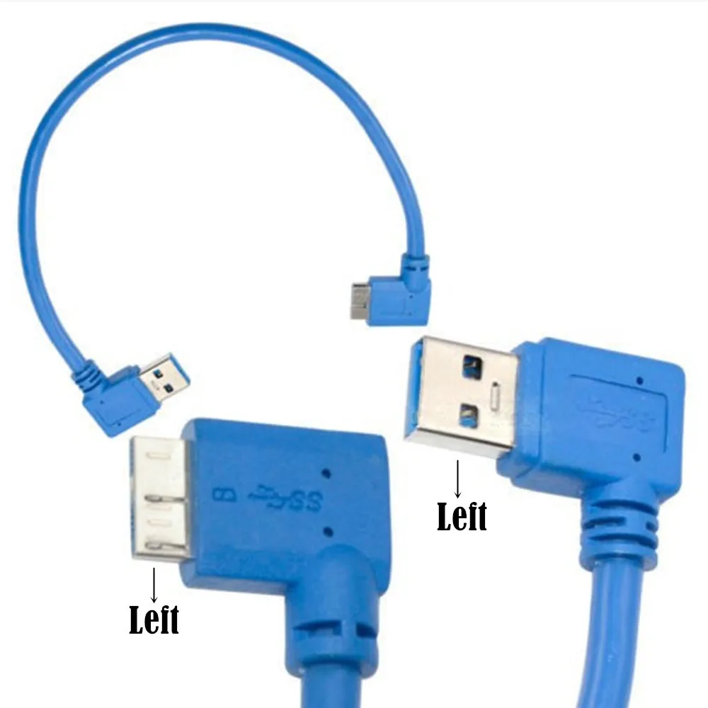 USB 3.0 AM Lewy Micro Right Bend Mobilny dysk twardy Kabel do aparatu cyfrowego Kabel USB 3.0 pod kątem 90