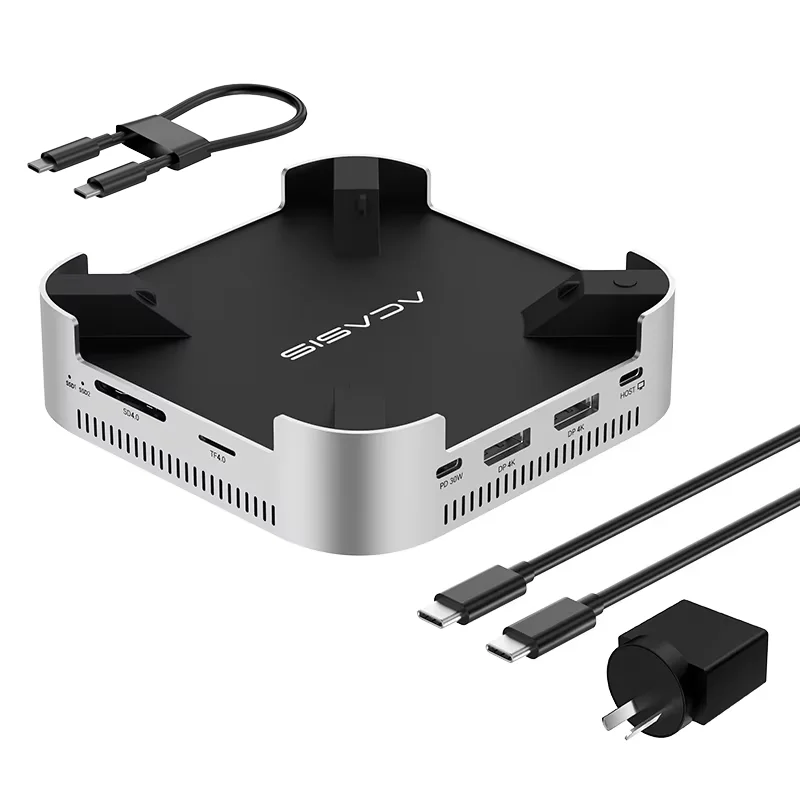 Acasis 40Gbps USB-C dockingstation | Dubbele M.2 NVMe SSD 16TB Max. ondersteuning USB-A-poorten DP4K144Hz (enkele) TF/SD voor Mac Mini M4/M4Pro