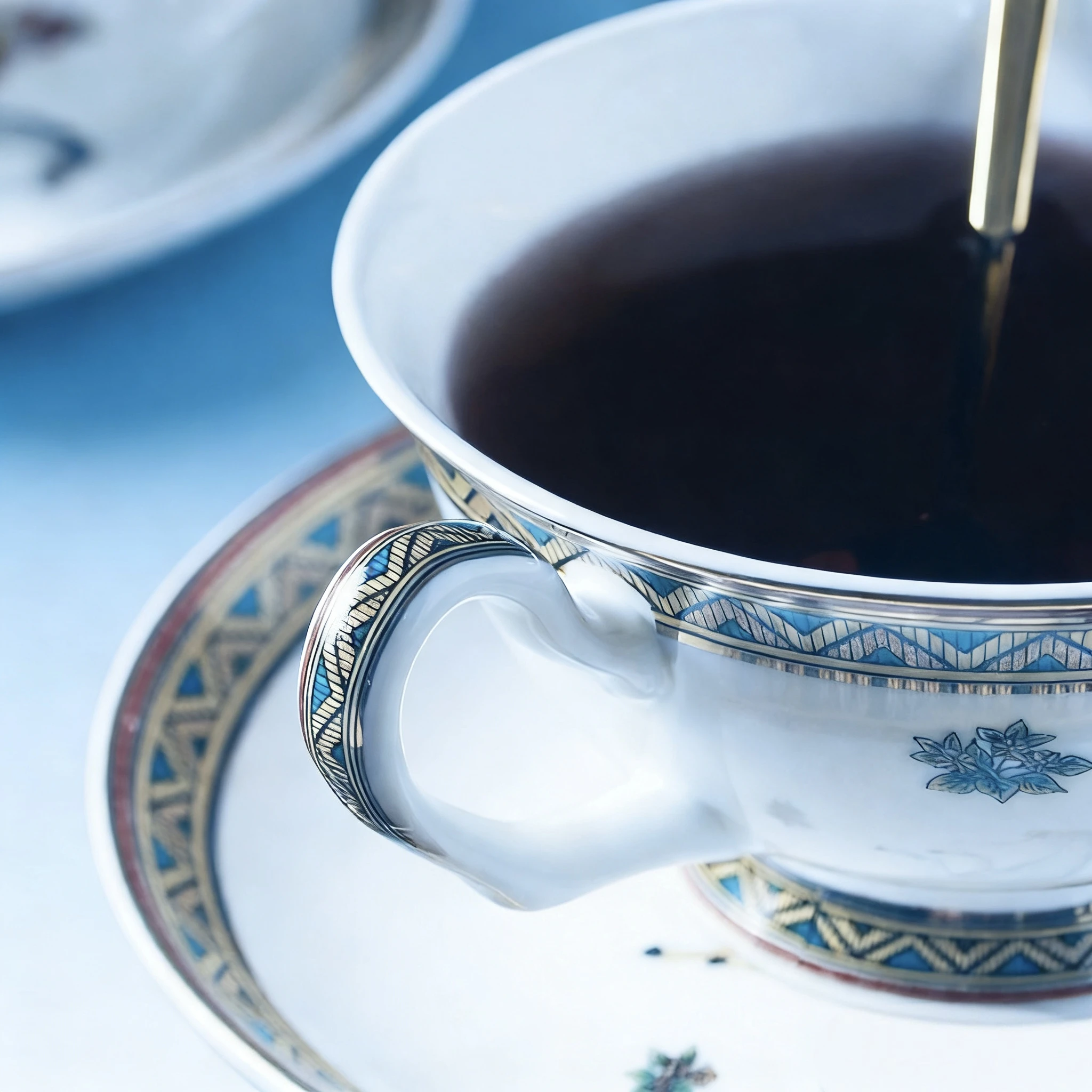 Porcelain Tea Cup and Saucer Set with Spoon, Horse Pattern Ceramic Coffee Cup, Ideal for Tea, Coffee, Desserts, and Gifting - view 4