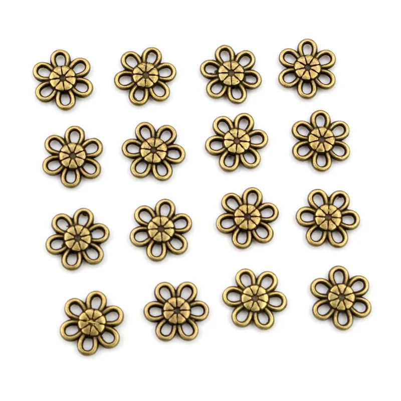 11mm 50pcs Antique Bronze Plated Flower Style Connector Handmade Charms Pendant:DIY for bracelet necklace