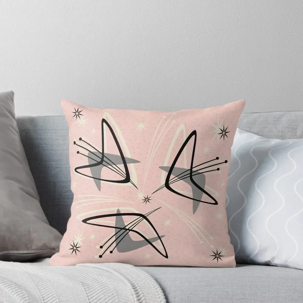 

Atomic Boomerangs on Lunar Pink Throw Pillow Pillowcases ornamental pillows for living room pillow