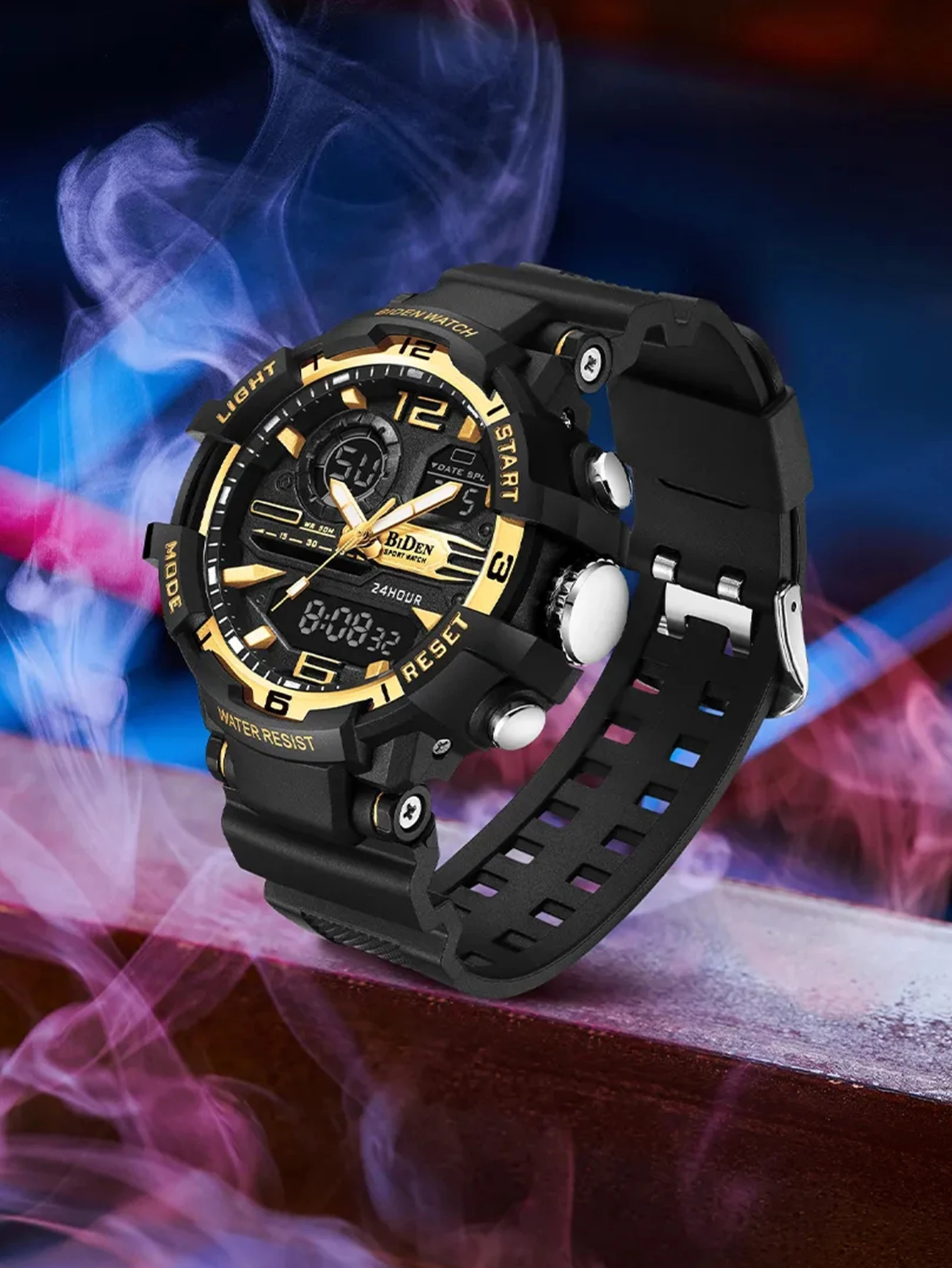 

Dual screen circular neutral watch multifunctional alarm clock waterproof electronic sports watch fashionable electronic watch